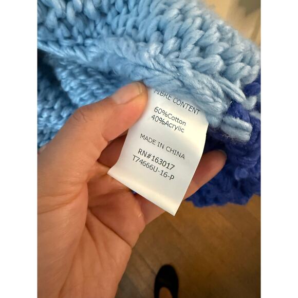 Polly Princess Color-block Two Tone Blue Sweater Size Small - Picture 6 of 7